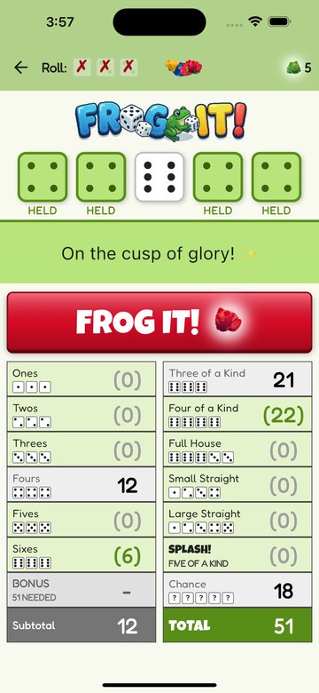 Spend frogs for extra rolls